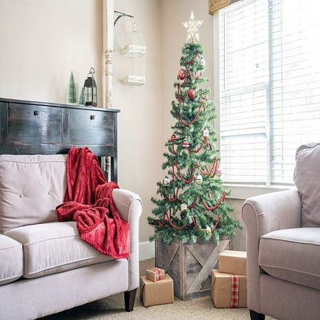 Decorations Home Accent Christmas Tree Skirt 100/% Reclaimed /& Recycled Wood BarnwoodUSA Natural Weathered Gray 4 Sides Wide Wooden Tree Box Collar Rustic Farmhouse Tree Box